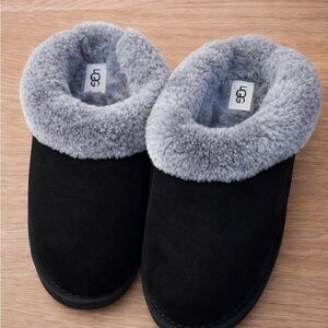 UGG Black Slippers with Soft Gray Lining